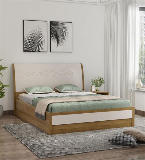 Buy Kosmo Pearl King Bed In Ceramic High Gloss Finish With Lifton And