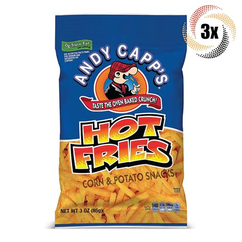 3x Bags Andy Capps Hot Cheddar Flavored Oven Baked Crunchy Fries Chips