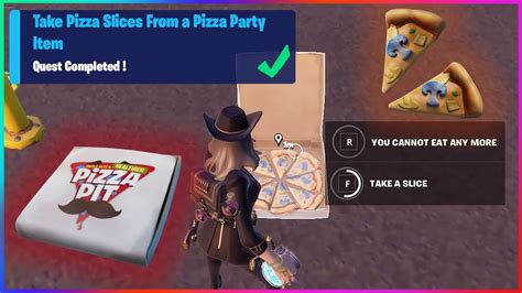 Take Pizza Slices From A Pizza Party Item Quest In Fortnite Fortnite