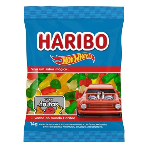 Bala de Gelatina Frutas Hot Wheels Haribo Pacote 14g Nosso Pão
