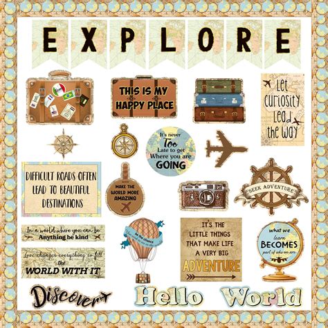 Buy Qilery Pcs Travel Classroom Decor Explore Board Sign History