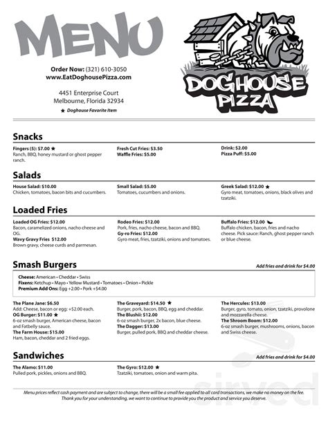 Doghouse Pizza-Melbourne Menu - Melbourne, Florida | Sirved