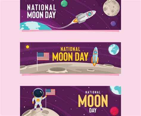 National Moon Day Banner Vector Art And Graphics