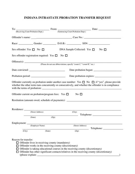 Probation Transfer Request ≡ Fill Out Printable Pdf Forms Online