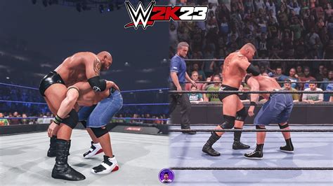 John Cena Vs Brock Lesnar And Batista Wwe 2k23 Showcase Gameplay Youtube