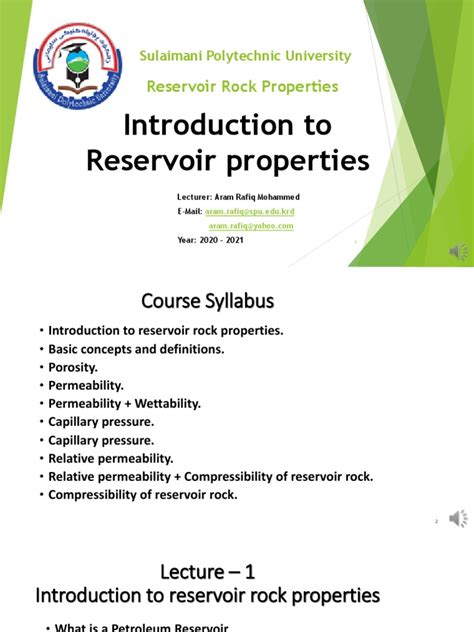 1 Introduction To Reservoir Rock Properties | PDF | Petroleum Reservoir ...