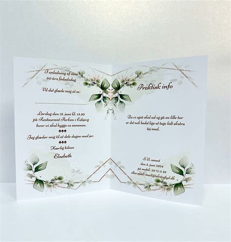 Invitation Til F Dselsdag Foldet A Gr N Floral Invitationer Til Fest