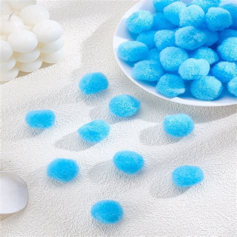 100pcs Cyan Pom Pom Balls Diy Craft Pom Pom Yarn Soft Fluffy Craft