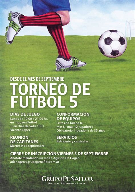 Afiche torneo de futbol para bodegas Grupo Peñaflor Torneos de futbol