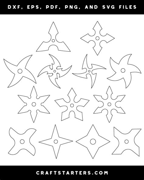 Ninja Star Outline Patterns Dfx Eps Pdf Png And Svg Cut Files