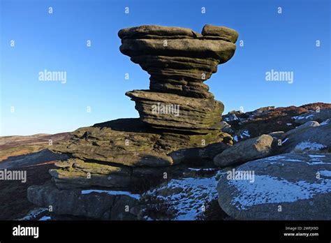 The Pepper Pot or Salt Cellar, rock formation on Derwent Edge, Peak ...