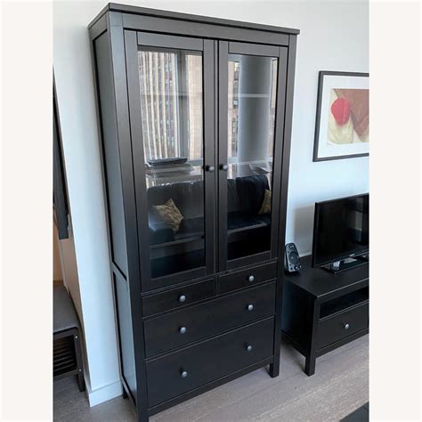 IKEA Hemnes Glass Door Cabinet W Drawers AptDeco