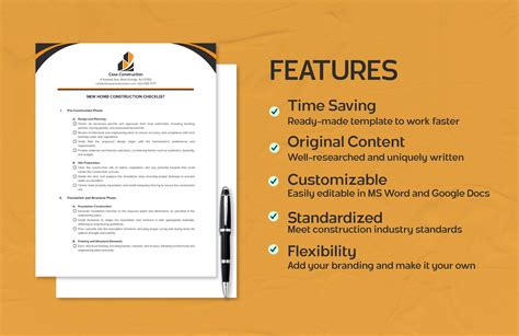 New Home Construction Checklist Template in Word, PDF, Google Docs ...