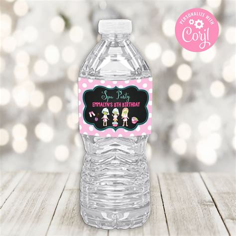 Spa Party Bottle Label Editable Spa Birthday Party Manicure Movie Spa Label Printable Girls