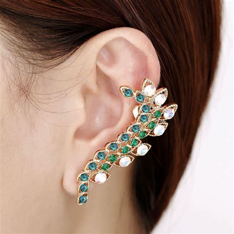 Rhinestone Statement Ear Cuff Earring Gold Ear Cuff Earings Ear Cuff