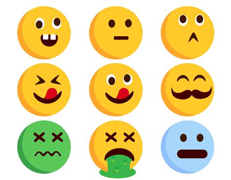 Emoticon Character Vector Set Emoticons Flat Characters In Crazy Sick