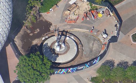 Aerial Photos Reveal Latest Progress On Epcot Entrance Fountain Project