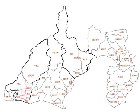 静岡県白地図 「平成の大合併」徹底追跡