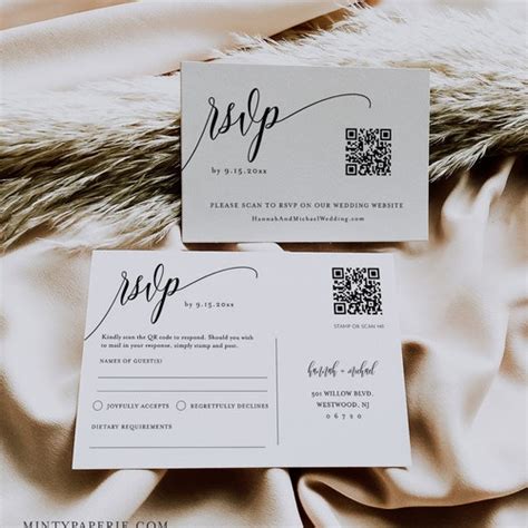 Wedding Qr Code Rsvp And Details Card Insert Minimalist Etsy