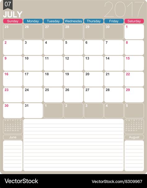 English calendar 2017 Royalty Free Vector Image