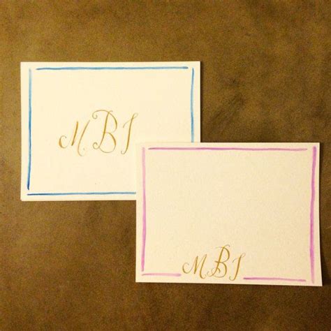 Monogrammed Stationery Set of 10 | Watercolor and Calligraphy ...