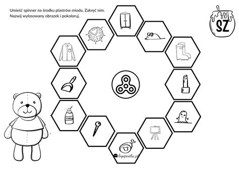 Logopedyczna gra z misiem i spinnerem głoska sz ż cz dż l r