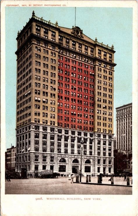 Vintage Postcard The Whitehall Buildings New York City Street Scene C