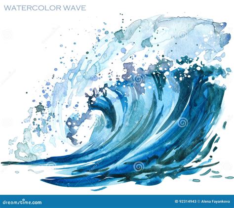 Sea Wave Watercolor Illustration Stock Illustration Illustration Of