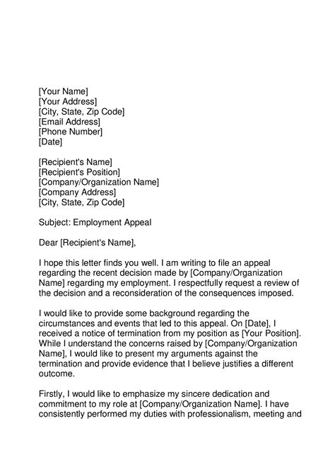 Employment Appeal Letter Forms Docs