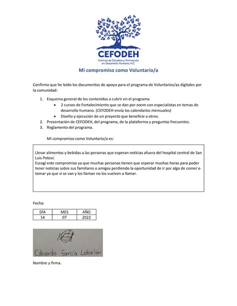 Modulo Egl Actividad De Proyecto Social De Cefodeh Mi Compromiso