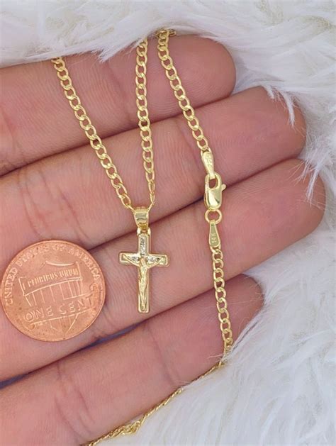 Solid 14k Gold Cross Necklace Solid 14k Gold Cross Pendant Etsy