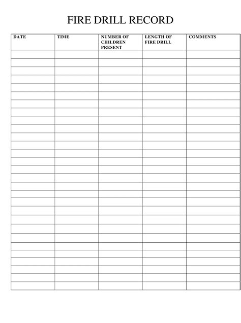 free printable fire drill log sheet - - Image Search Results | Fire ...