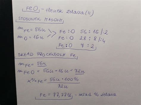 Stosunek Masowy Pierwiastk W W Tlenku Elaza Ii Zawarto Procentow