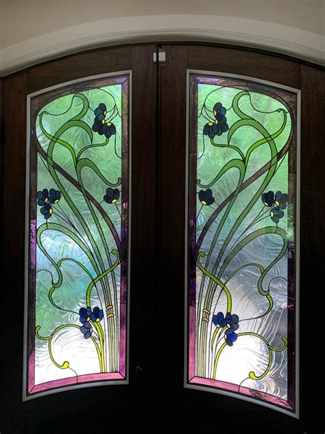 D 49 Floral Art Nouveau Stained Glass Door Windows Terraza Stained