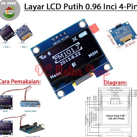 PUTIH Oled Blanco 0 96 Pulgadas I2C IIC 128X64 Módulo De Visualización