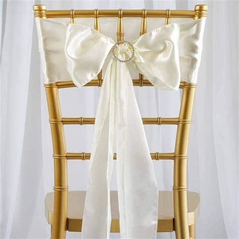 5 pack 6 x106 Ivory Satin Chair Sash eFavorMart パーティー 飾り付け