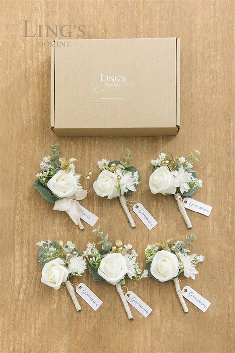 Ling S Moment Ivory Greenery Eucalyptus Boutonniere For Men Wedding