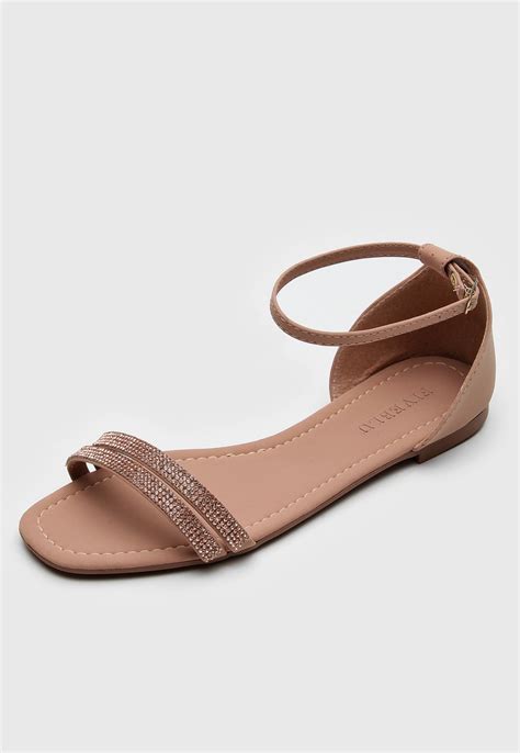 Rasteira Fiveblu Strass Nude Compre Agora Dafiti Brasil