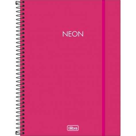 Caderno Espiral Capa Plástica Universitário 10 Matérias Neon Pink 160