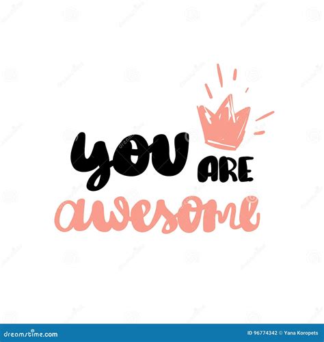 You Are Awesome Hand Written Typography Poster Stock Vector