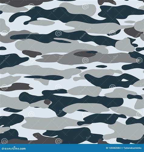 Grey Camouflage Seamless Pattern Background Navy Grey Colors Forest