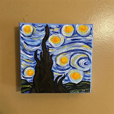 Van Gogh Inspired Starry Night Acrylic Etsy