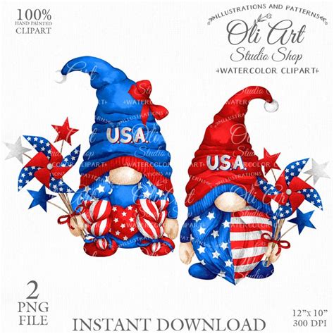 Patriotic Gnome Clip Art 4th Of July Png Cute Characters Inspire