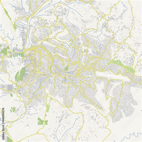 Road Map Of Kigali In Rwanda Contains Layered Vector With Roads Water