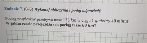 Zadanie Wykonaj Obliczenia I Podaj Odpowied Poci G