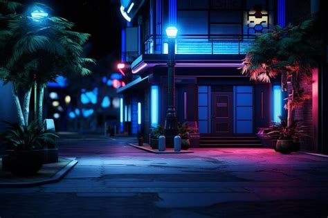 Neon Noir Street Corner At Night Where Shadows Dance Premium Ai