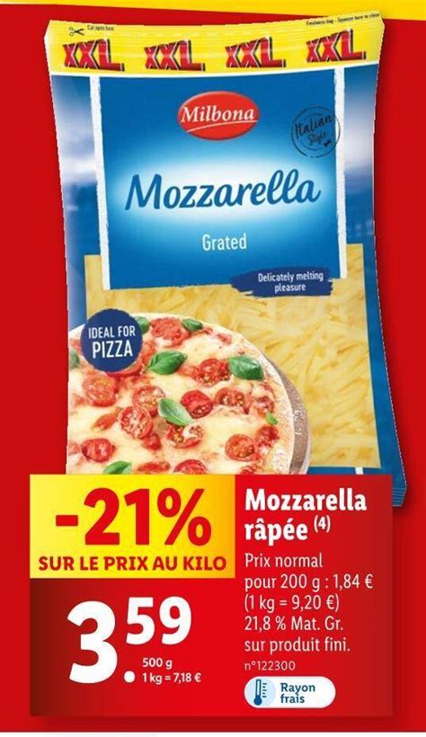 Promo Milbona Mozzarella râpée chez Lidl