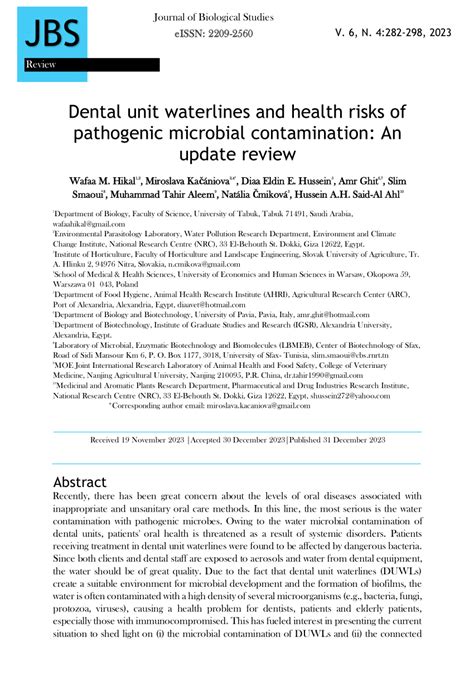 Pdf Dental Unit Waterlines And Health Risks Of Pathogenic Microbial