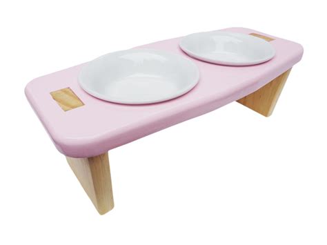 Comedouro Elevado Madeira Porcelana Para C Es Gatos Rosa Elo