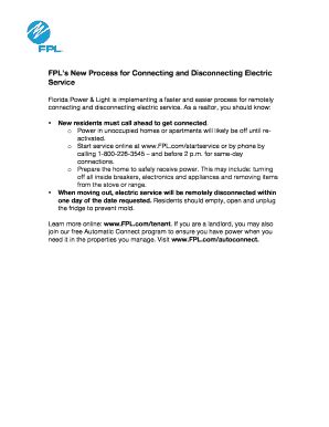 Fillable Online FPLs New Process For Connecting And Disconnecting